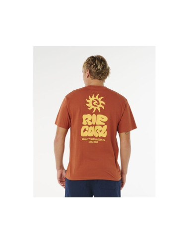 Koszulka męska rip curl pacific rinse glass off tee brązowa