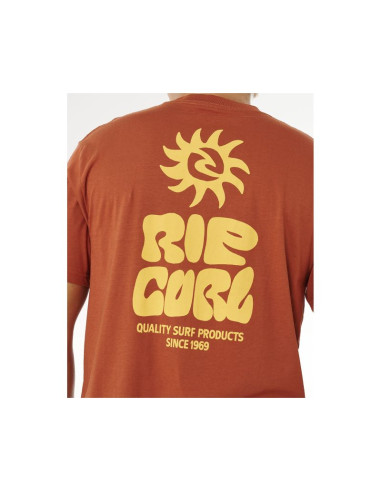 Koszulka męska rip curl pacific rinse glass off tee brązowa