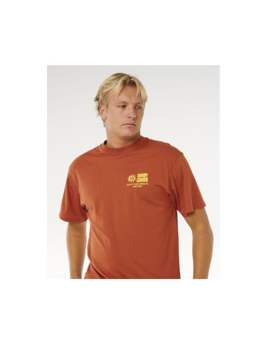 Koszulka męska rip curl pacific rinse glass off tee brązowa
