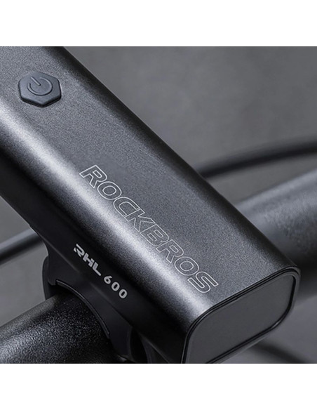 Lampka rowerowa rockbros rhl600 przednia 2600mah 600lm ipx6 - czarna