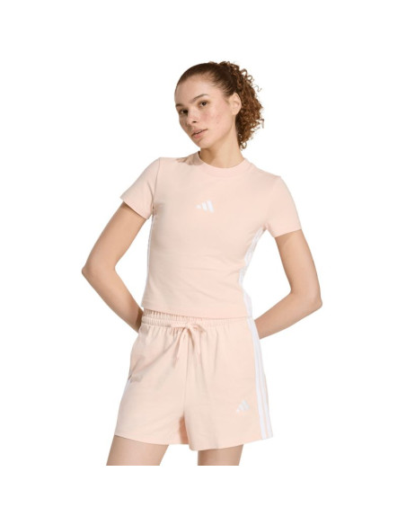 Koszulka damska adidas essentials 3-stripes slim baby pastelowy róż kd2343