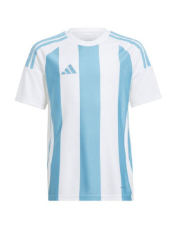 Koszulka dla dzieci adidas striped 24 jersey biało-błękitna iw2137