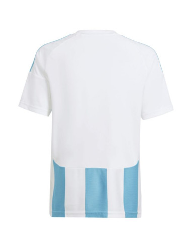 Koszulka dla dzieci adidas striped 24 jersey biało-błękitna iw2137