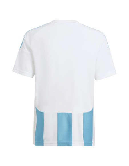 Koszulka dla dzieci adidas striped 24 jersey biało-błękitna iw2137
