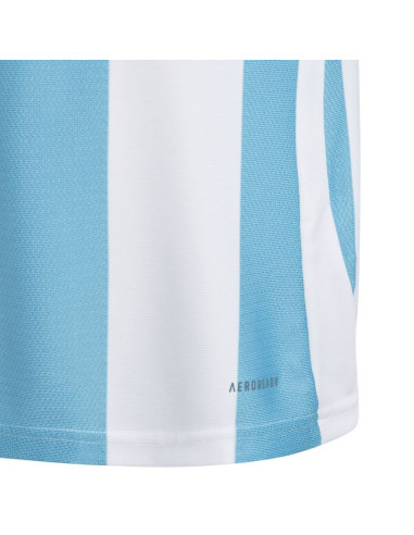 Koszulka dla dzieci adidas striped 24 jersey biało-błękitna iw2137