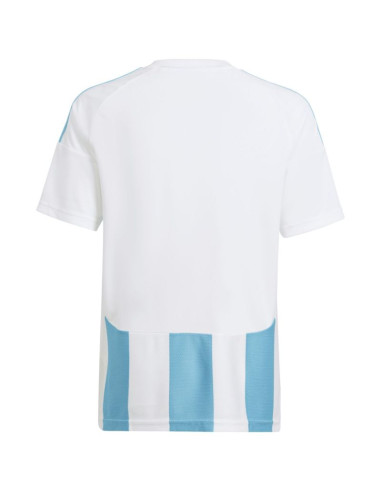 Koszulka dla dzieci adidas striped 24 jersey biało-błękitna iw2137
