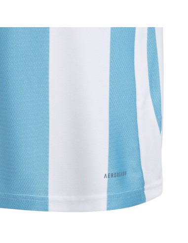 Koszulka dla dzieci adidas striped 24 jersey biało-błękitna iw2137
