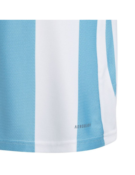 Koszulka dla dzieci adidas striped 24 jersey biało-błękitna iw2137