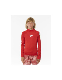 Lycra rip curl brand wave upf l/s-boy czerwony
