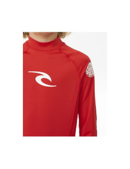 Lycra rip curl brand wave upf l/s-boy czerwony 2
