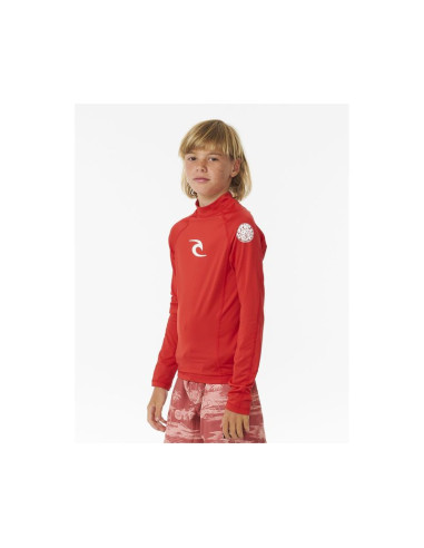 Lycra rip curl brand wave upf l/s-boy czerwony