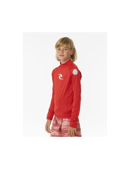Lycra rip curl brand wave upf l/s-boy czerwony