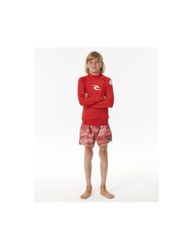 Lycra rip curl brand wave upf l/s-boy czerwony