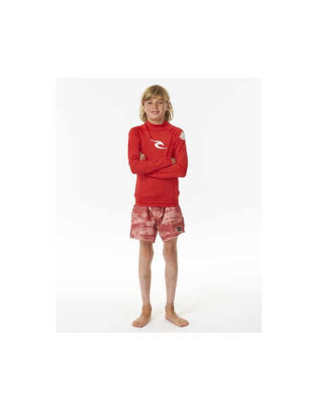 Lycra rip curl brand wave upf l/s-boy czerwony