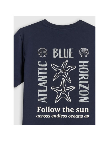 T-shirt relaxed z nadrukiem damski 4f 4frss26ttshf4021-31s