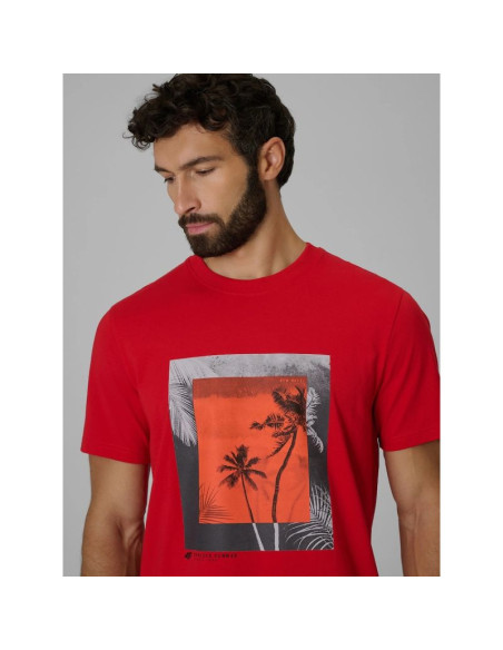 T-shirt regular z nadrukiem męski 4f 4fwss26ttshm3034-62s