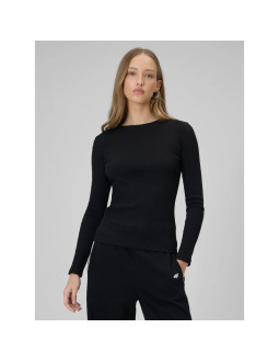 Longsleeve slim z prążkowanej dzianiny damski 4f 4fraw25tlonf656-20s