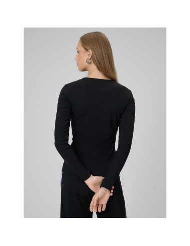 Longsleeve slim z prążkowanej dzianiny damski 4f 4fraw25tlonf656-20s
