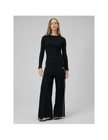 Longsleeve slim z prążkowanej dzianiny damski 4f 4fraw25tlonf656-20s