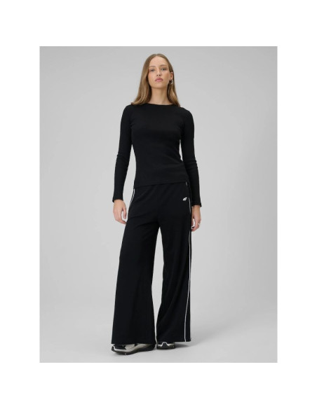 Longsleeve slim z prążkowanej dzianiny damski 4f 4fraw25tlonf656-20s