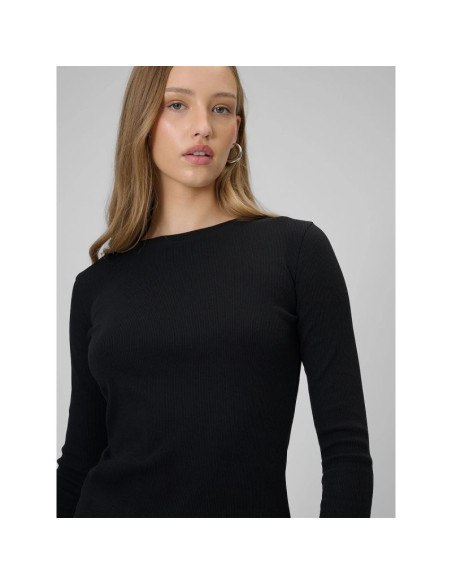 Longsleeve slim z prążkowanej dzianiny damski 4f 4fraw25tlonf656-20s