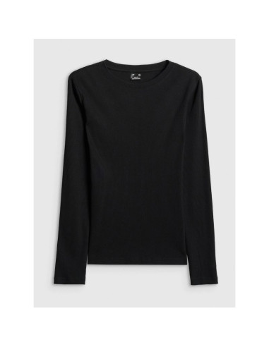 Longsleeve slim z prążkowanej dzianiny damski 4f 4fraw25tlonf656-20s