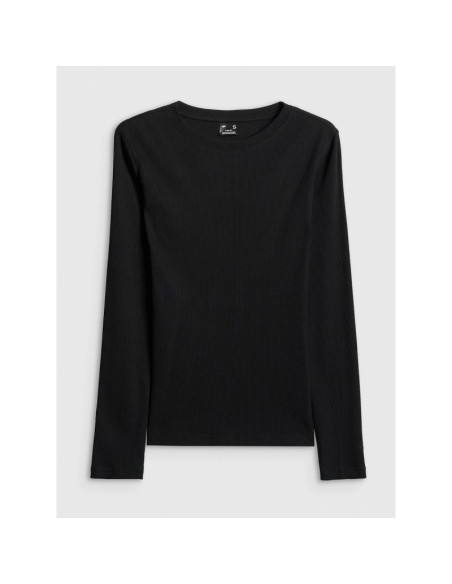 Longsleeve slim z prążkowanej dzianiny damski 4f 4fraw25tlonf656-20s