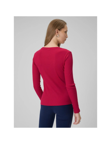 Longsleeve slim z prążkowanej dzianiny damski 4f 4fraw25tlonf656-53s