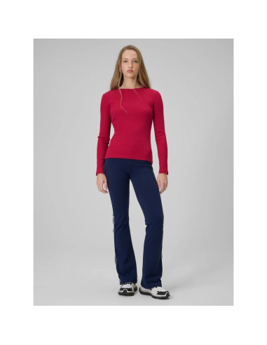 Longsleeve slim z prążkowanej dzianiny damski 4f 4fraw25tlonf656-53s