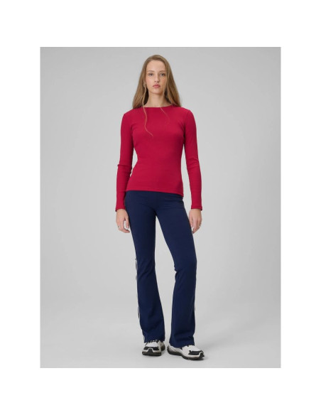 Longsleeve slim z prążkowanej dzianiny damski 4f 4fraw25tlonf656-53s