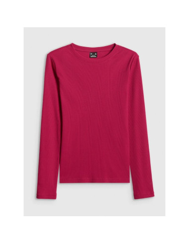 Longsleeve slim z prążkowanej dzianiny damski 4f 4fraw25tlonf656-53s