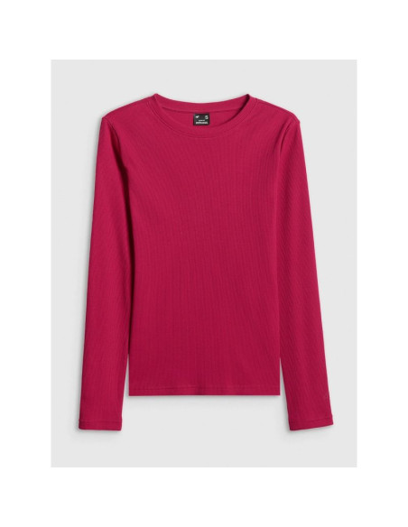 Longsleeve slim z prążkowanej dzianiny damski 4f 4fraw25tlonf656-53s