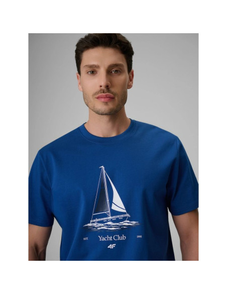 T-shirt relaxed z nadrukiem męski 4f 4frss26ttshm3996-033s