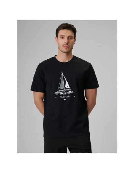 T-shirt relaxed z nadrukiem męski 4f 4frss26ttshm3996-20s