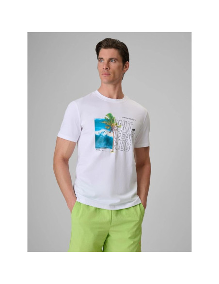 T-shirt regular z nadrukiem męski 4f 4frss26ttshm4303-10s