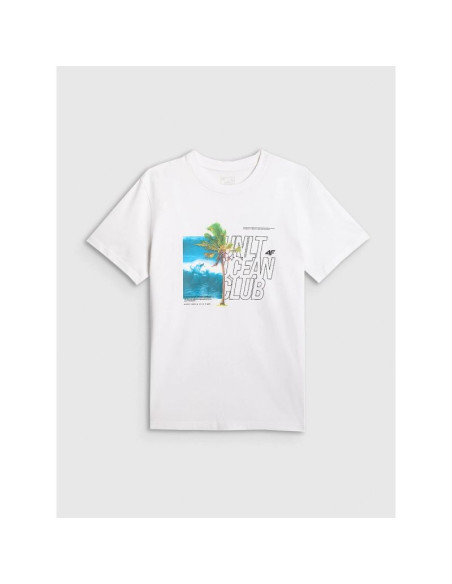 T-shirt regular z nadrukiem męski 4f 4frss26ttshm4303-10s