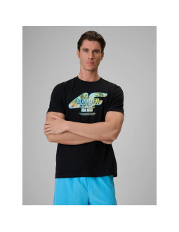 T-shirt regular z nadrukiem męski 4f 4frss26ttshm4305-20s