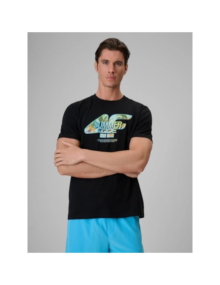 T-shirt regular z nadrukiem męski 4f 4frss26ttshm4305-20s