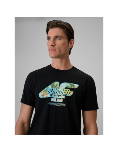 T-shirt regular z nadrukiem męski 4f 4frss26ttshm4305-20s