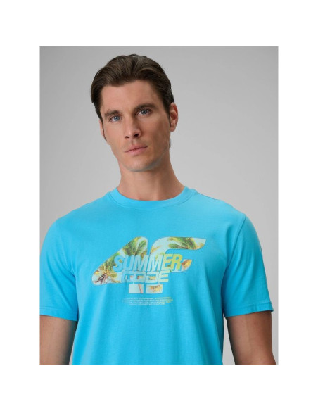 T-shirt regular z nadrukiem męski 4f 4frss26ttshm4305-33s