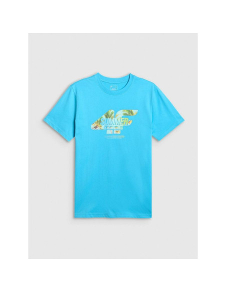 T-shirt regular z nadrukiem męski 4f 4frss26ttshm4305-33s