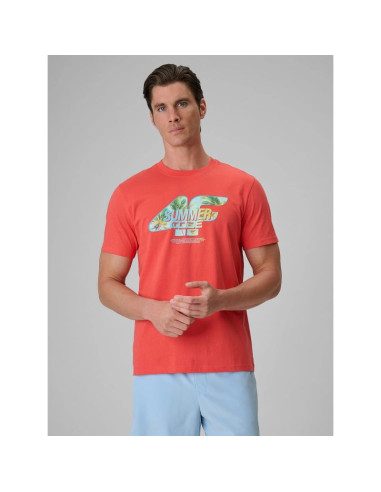T-shirt regular z nadrukiem męski 4f 4frss26ttshm4305-63s