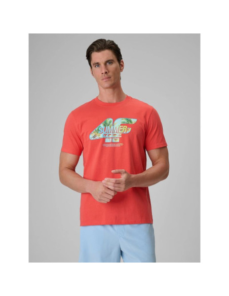 T-shirt regular z nadrukiem męski 4f 4frss26ttshm4305-63s