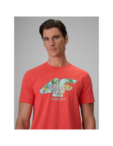 T-shirt regular z nadrukiem męski 4f 4frss26ttshm4305-63s