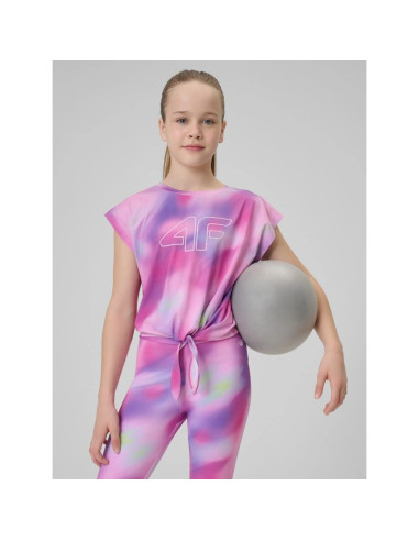 Crop-top sportowy szybkoschnący dziewczęcy 4f 4fjrss26tftsf2387-90a