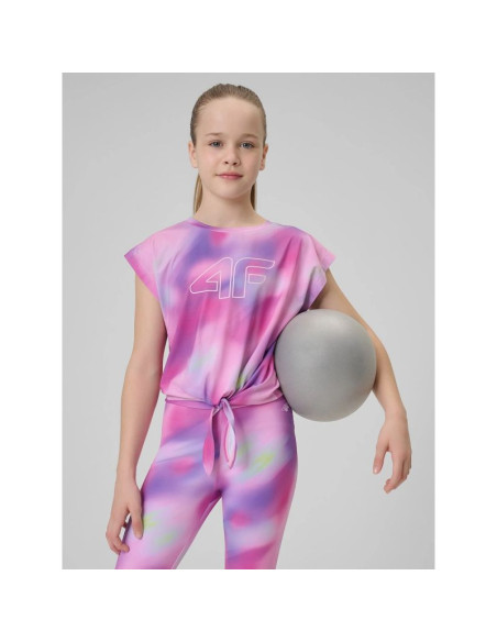 Crop-top sportowy szybkoschnący dziewczęcy 4f 4fjrss26tftsf2387-90a