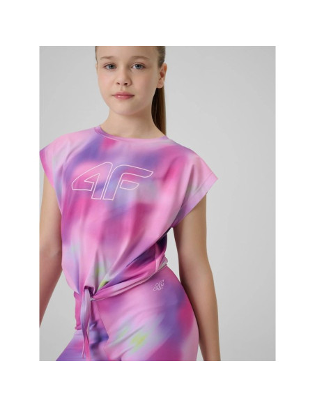 Crop-top sportowy szybkoschnący dziewczęcy 4f 4fjrss26tftsf2387-90a