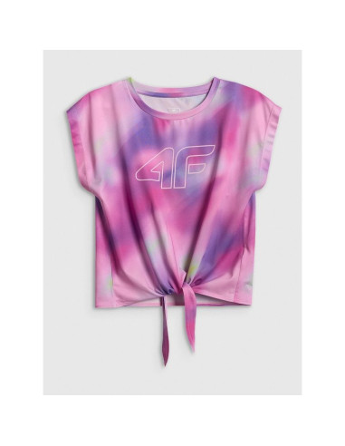 Crop-top sportowy szybkoschnący dziewczęcy 4f 4fjrss26tftsf2387-90a