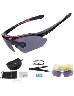Okulary rowerowe rockbros 10001 polaryzujące - czarno-czerwone