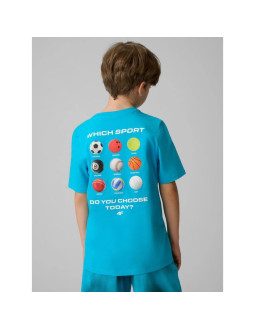 T-shirt regular z nadrukiem chłopięcy 4f 4fjrss26ttshm3832-33s 2